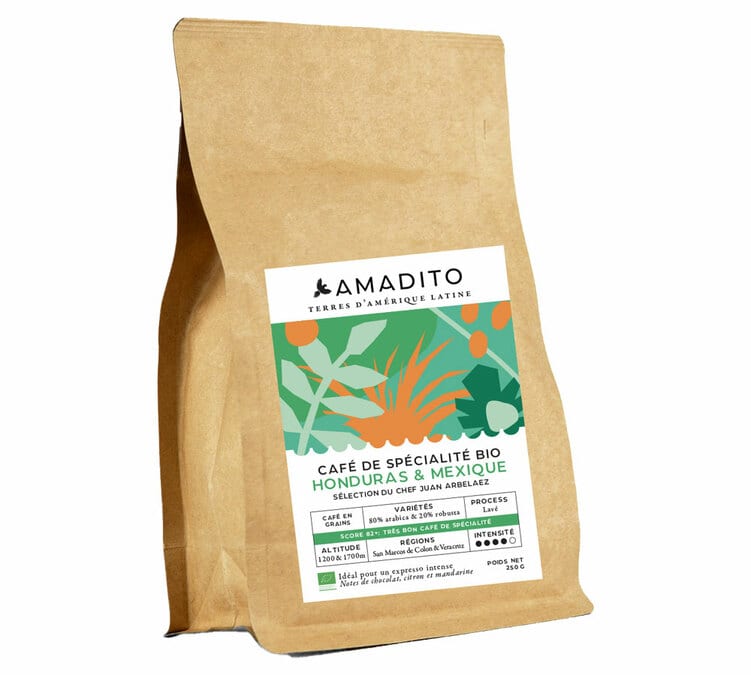 250 g Café en grain bio Honduras Mexique -  AMADITO