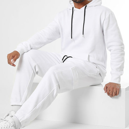 Ensemble Sweat Capuche Et Pantalon Jogging Cargo 1070546 Blanc