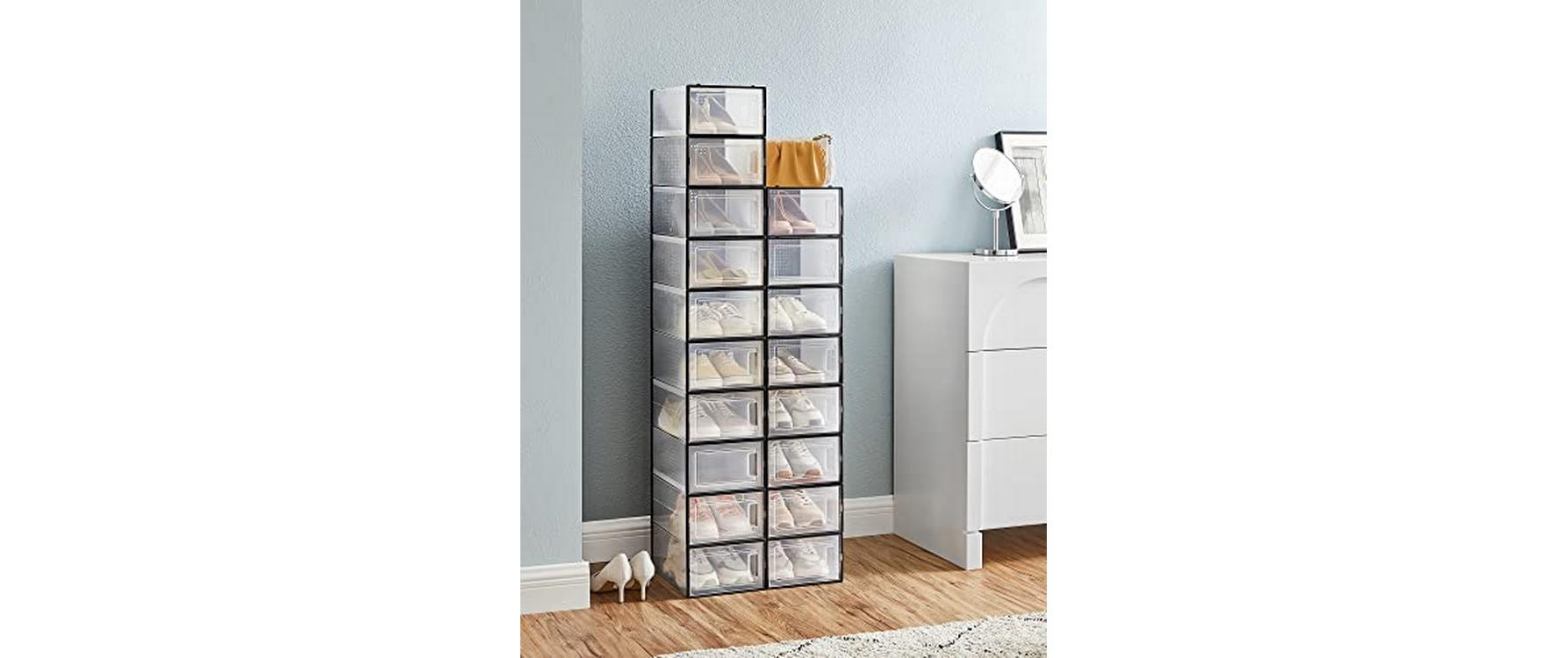 Schuhschrank stapelbar 18-er Set, SchwarzSchuhboxen