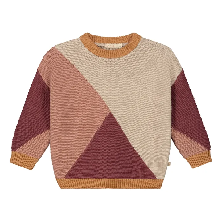 Yuki Pull Chunky Coton Bio Color Block | Bordeaux