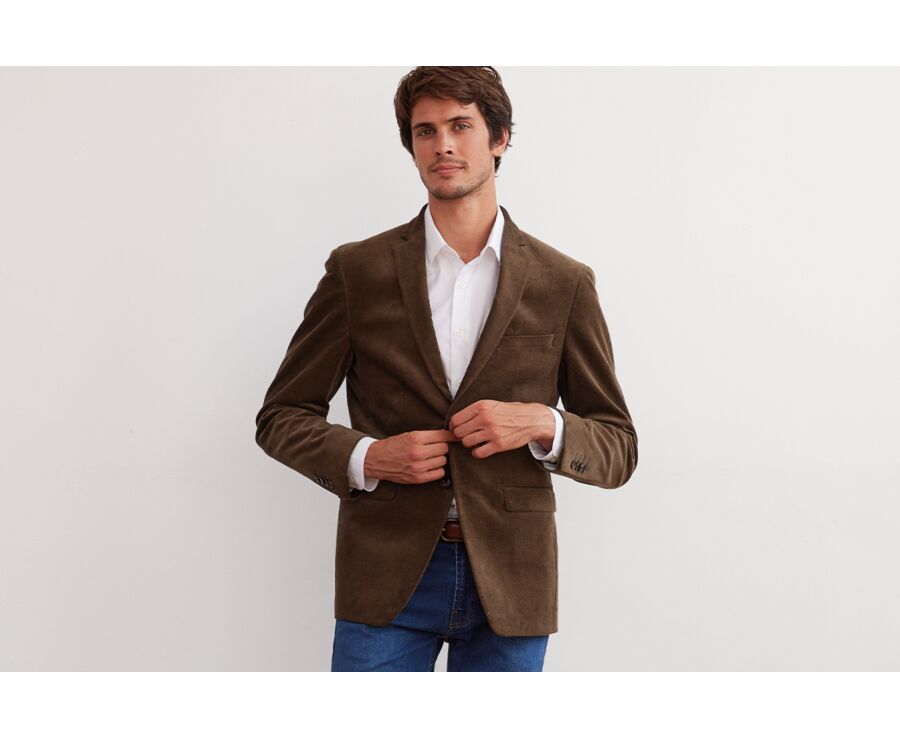 Blazer homme velours côtelé lavé Taupe foncé - LÉONTILDE
