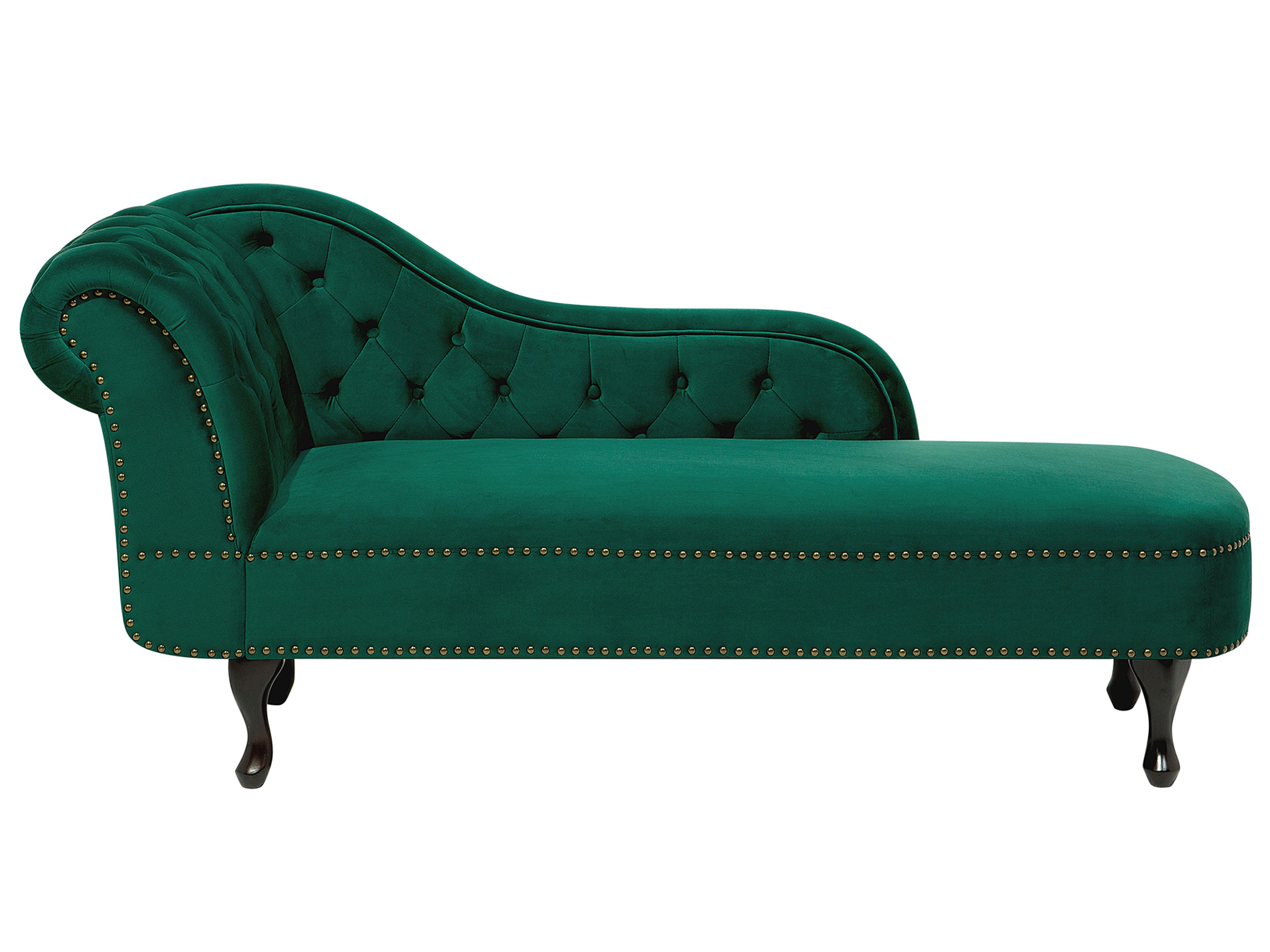 Linkszijdige chaise longue NIMES Fluweel Donkergroen