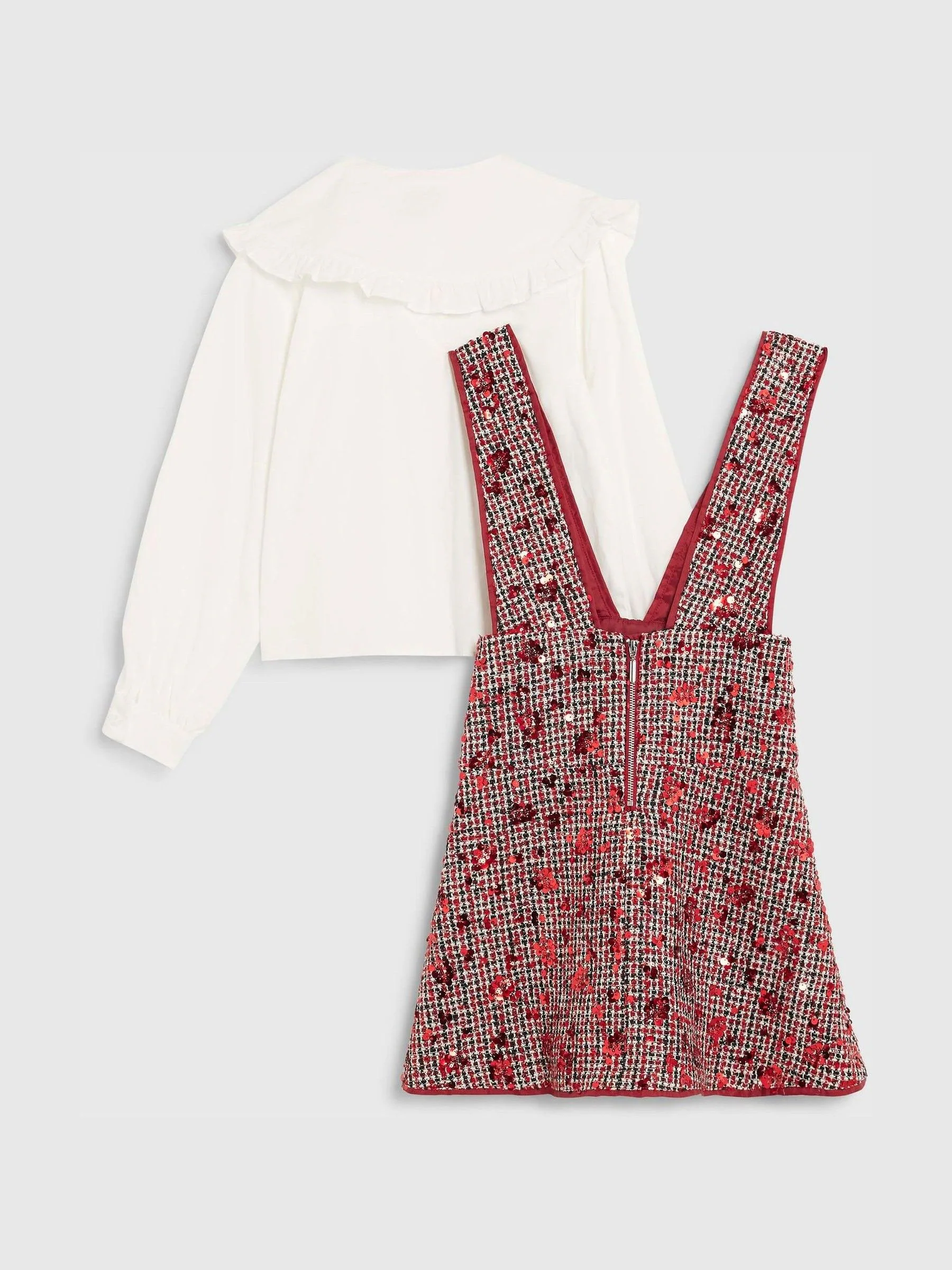River Island Sparkley Boucle Pinny Shirt Dress
