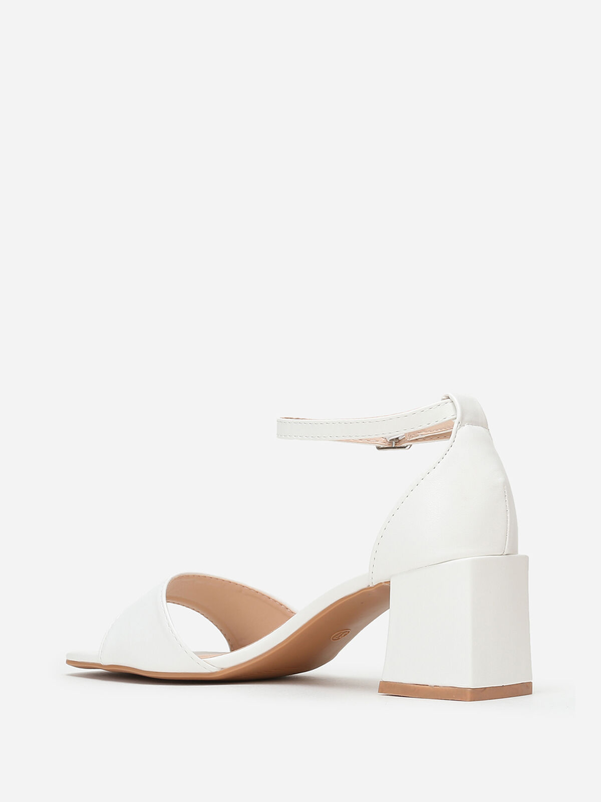 Sandales en simili à talon bloc- Blanc