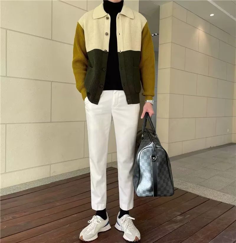 Neonity Wear - Kraagvormig, kleurblok-knoopsvest
