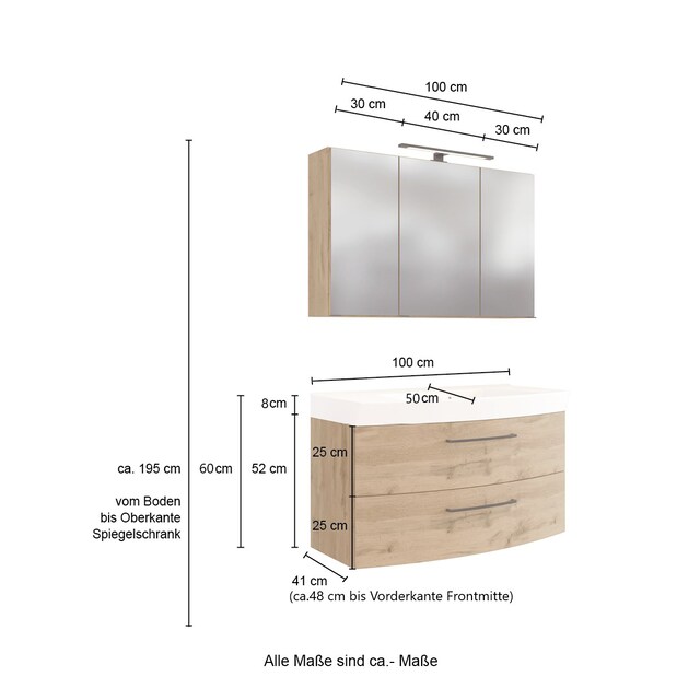 Badkombination Limburg braun 160 cm 5-teilig B/H/T 160x200x50 cm