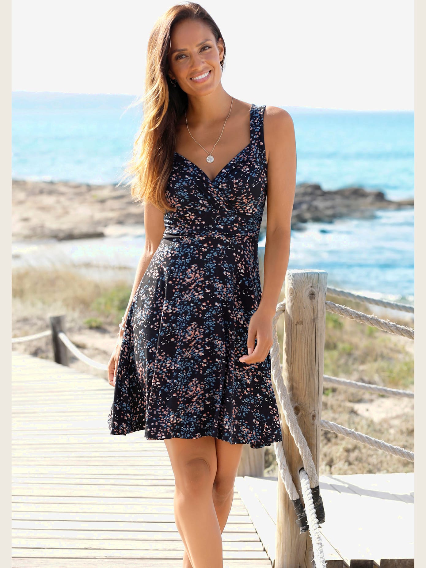 Robe en jersey col v effet cache-cœur