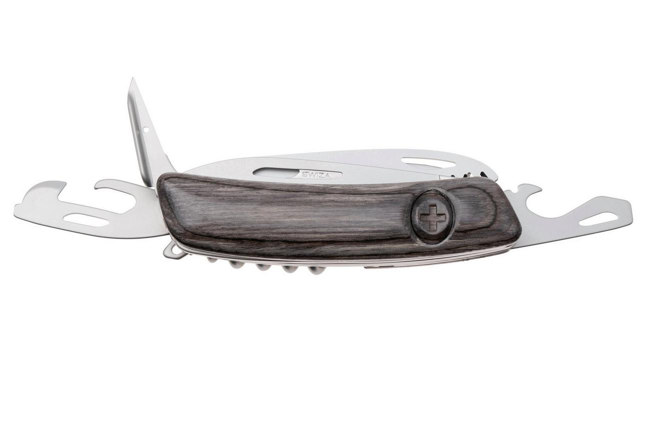 Swiza D09 R AM, KNR.0136.6510, Laminate Black, Zwitsers zakmes, 9 tools