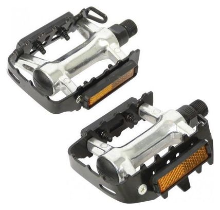 Dresco pédales de plate-forme MTB 11 cm métal chromé/noir 2 pièces