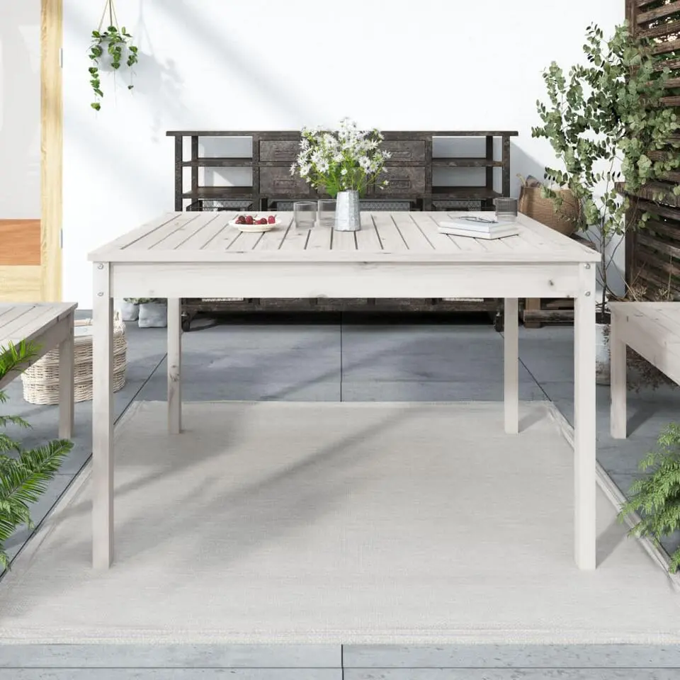 vidaXL - Tuintafel - Wit - Grenenhout - 121 x 82.5 x 76 cm