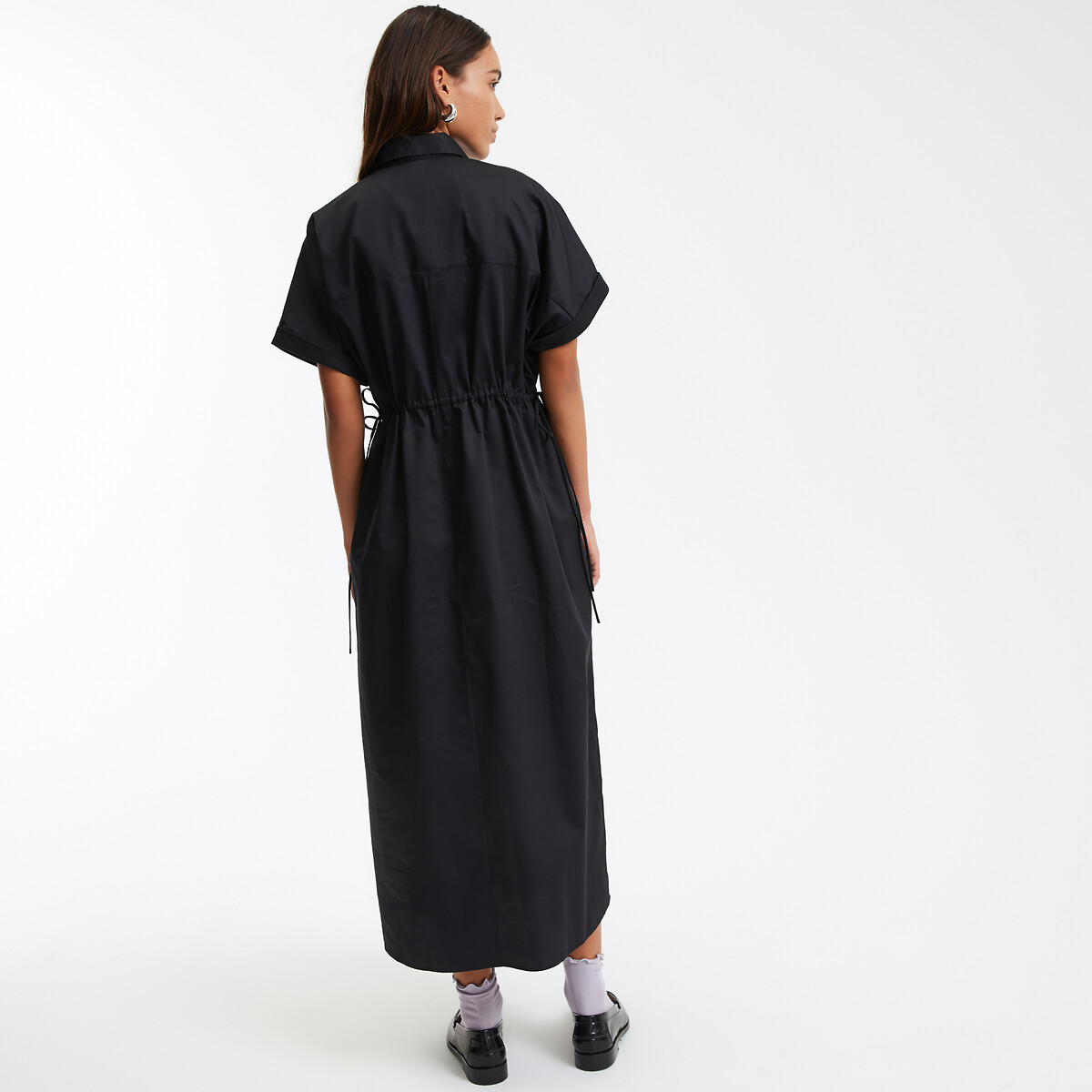 COLEÇÕES LA REDOUTE<br>Vestido longo com gola de camisa, ajustado na cintura