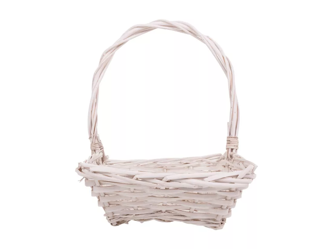 Set de 3 paniers en osier doublés blancs