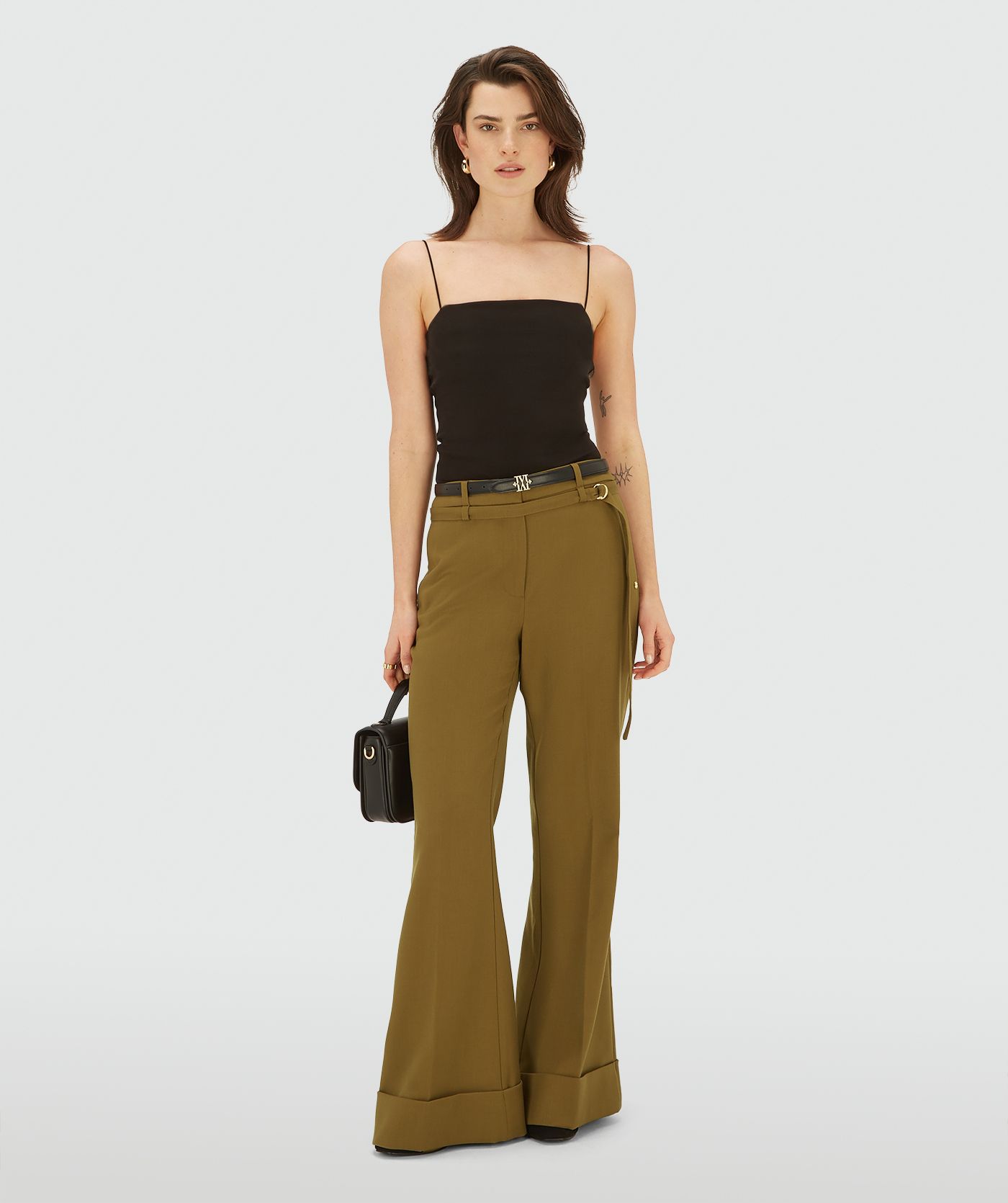 JV-KORIEN mid rise flared pantalon - olive green