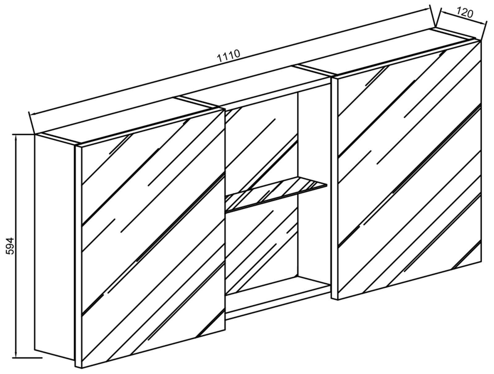 Spiegelschrank BUDASI - Honig-Eiche - 112 cm