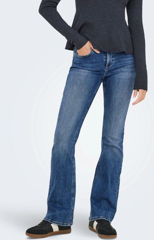 ONLY - ONLBLUSH MW FLA RHINESTON DNM TAI885NOOS - Flared Fit Jeans - Meisjes
