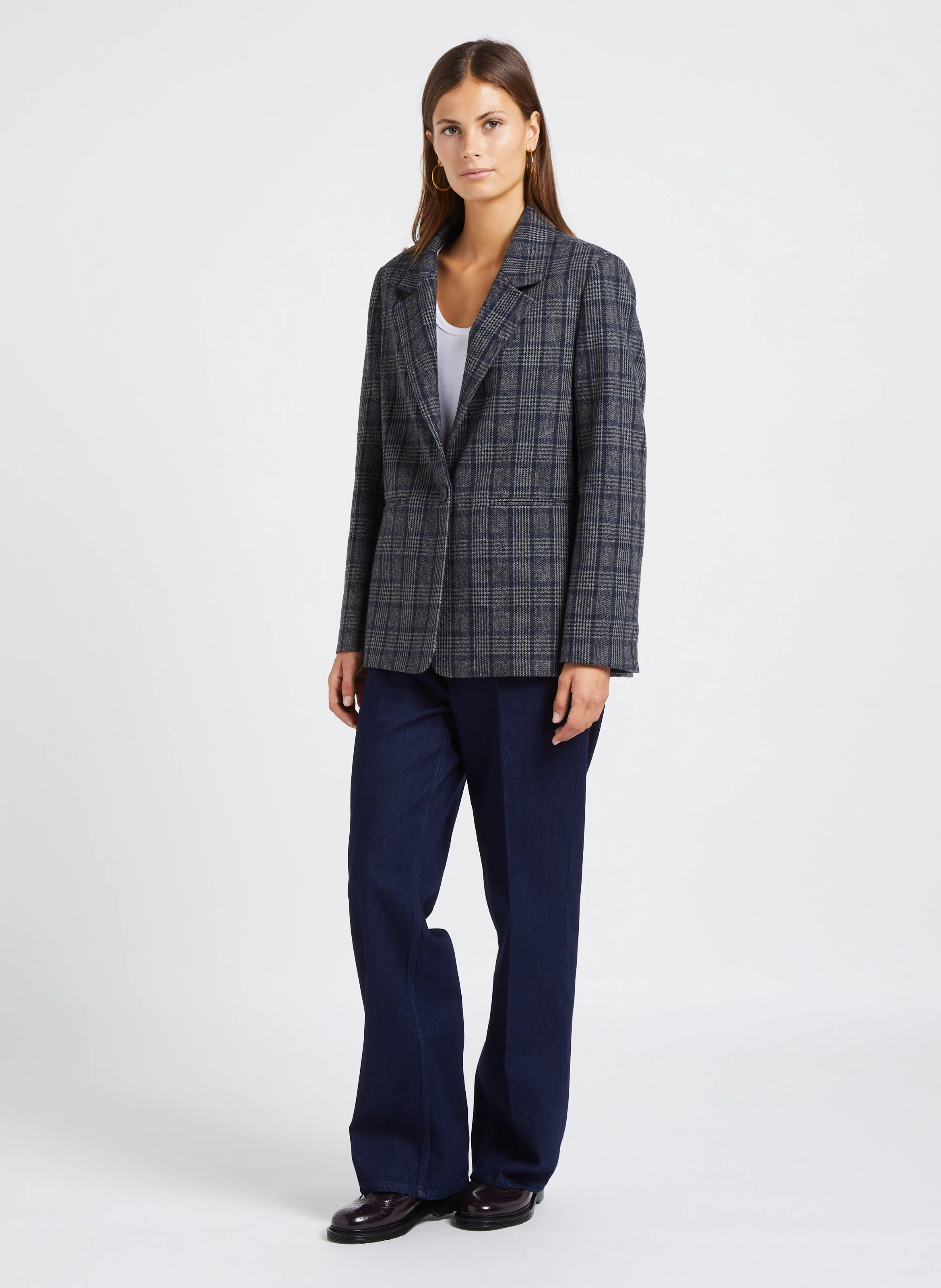 CARL - Blazer col tailleur | Bleu