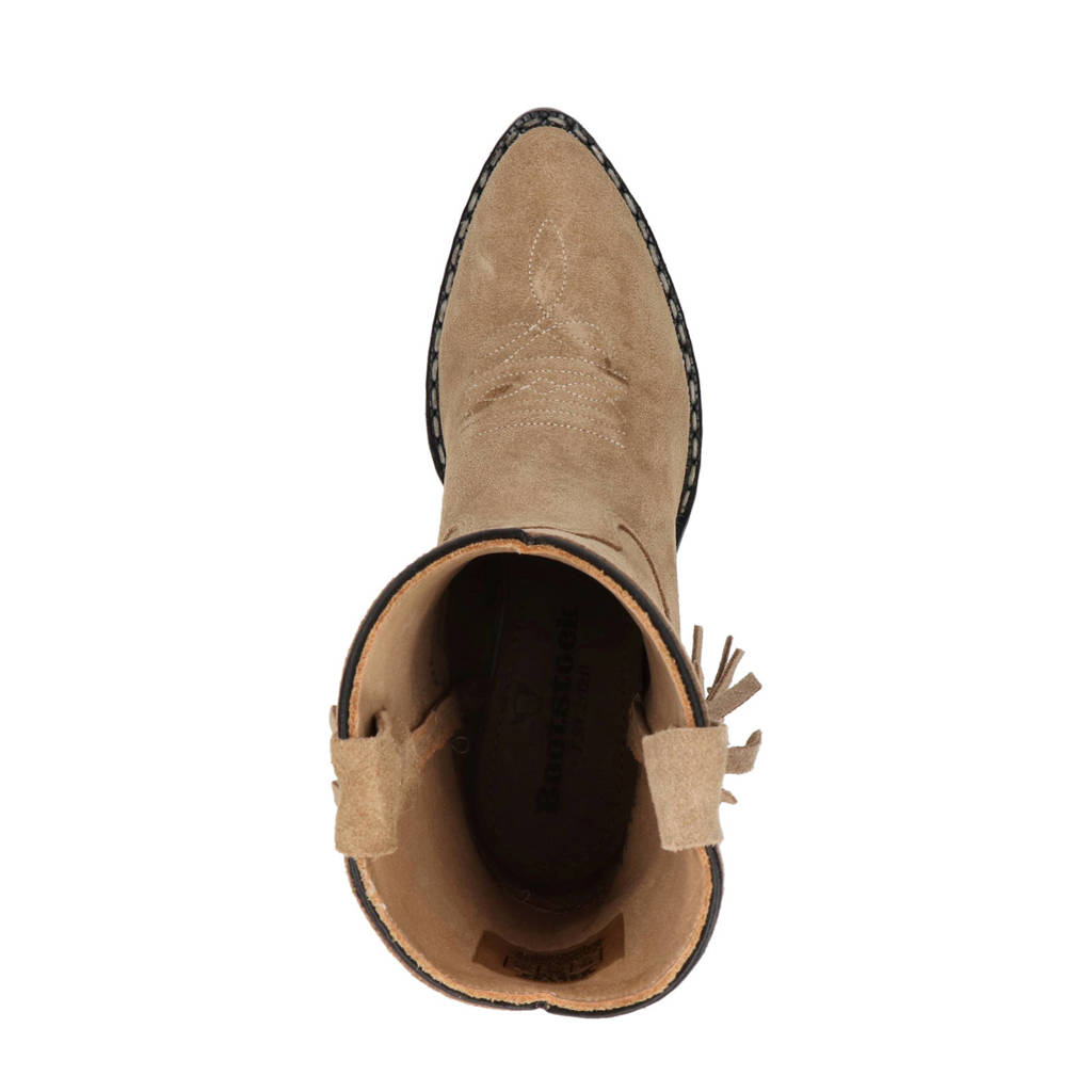 Bootstock suède cowboylaarzen met franjes beige