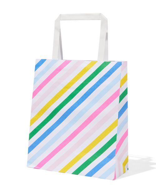 6 sacs cadeaux en papier 21x18x8 rayures
