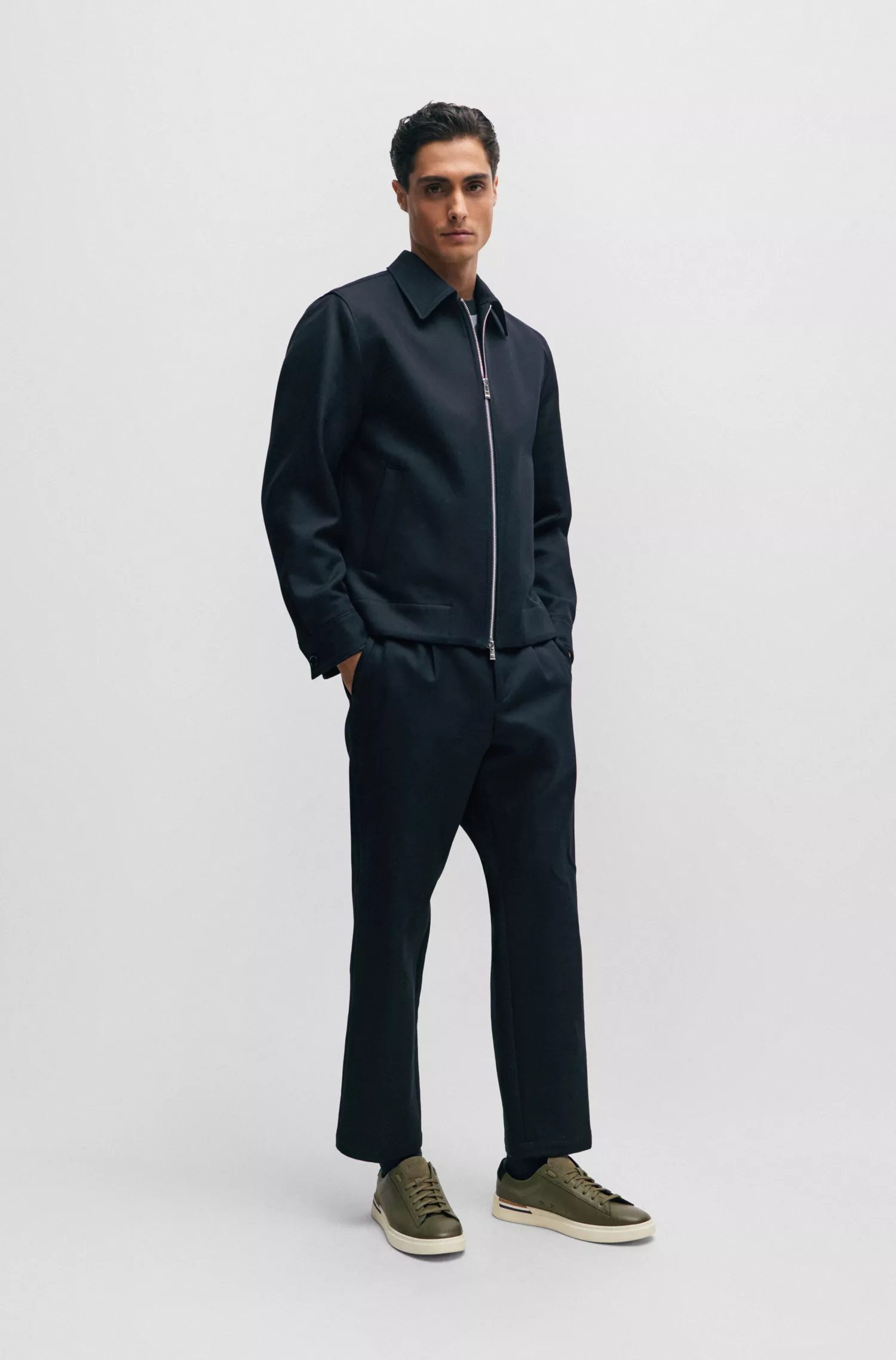 Tênis BOSS Black-Cupsole com cadarço, em couro e nobuck.