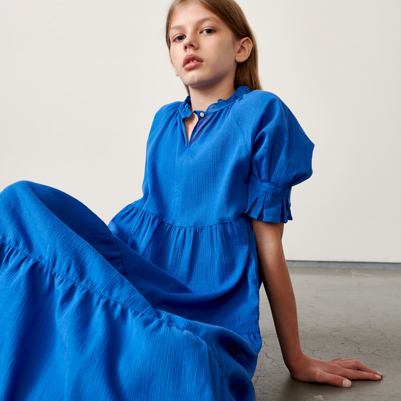 Bellerose Robe longue Pattie en Coton bleue