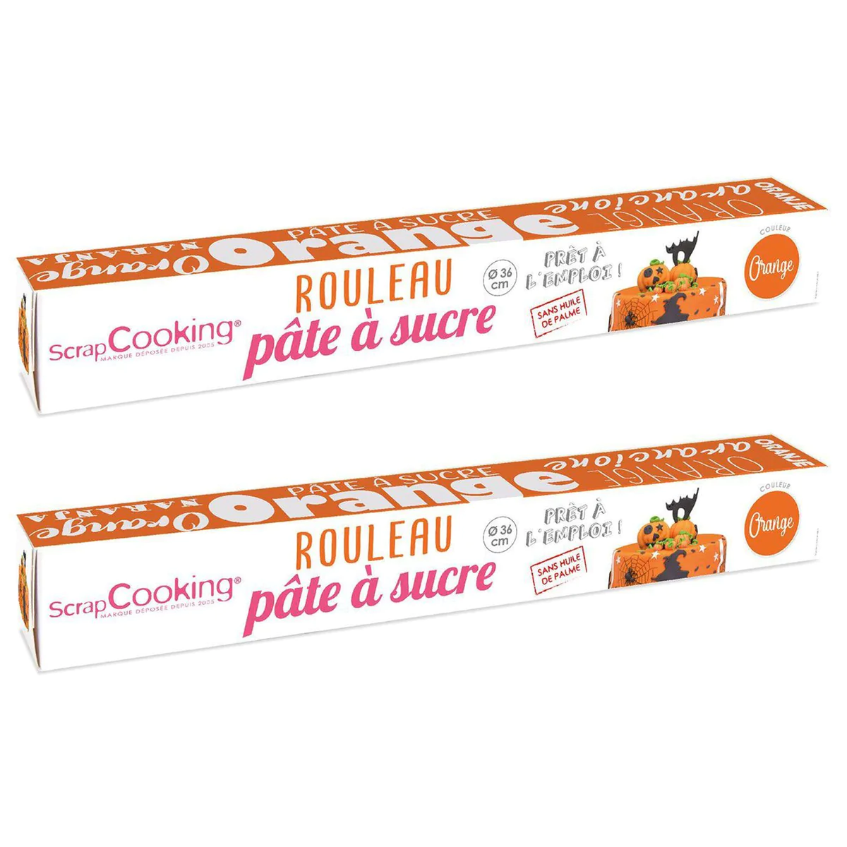 2 pâtes à sucre en rouleau Ø 36 cm - orange Scrapcooking