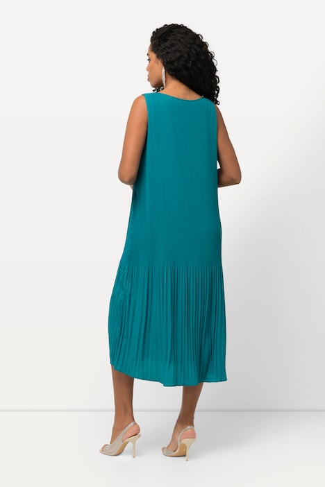 Plisseekleid, A-Linie, V-Ausschnitt, ärmellos, Maxikleid