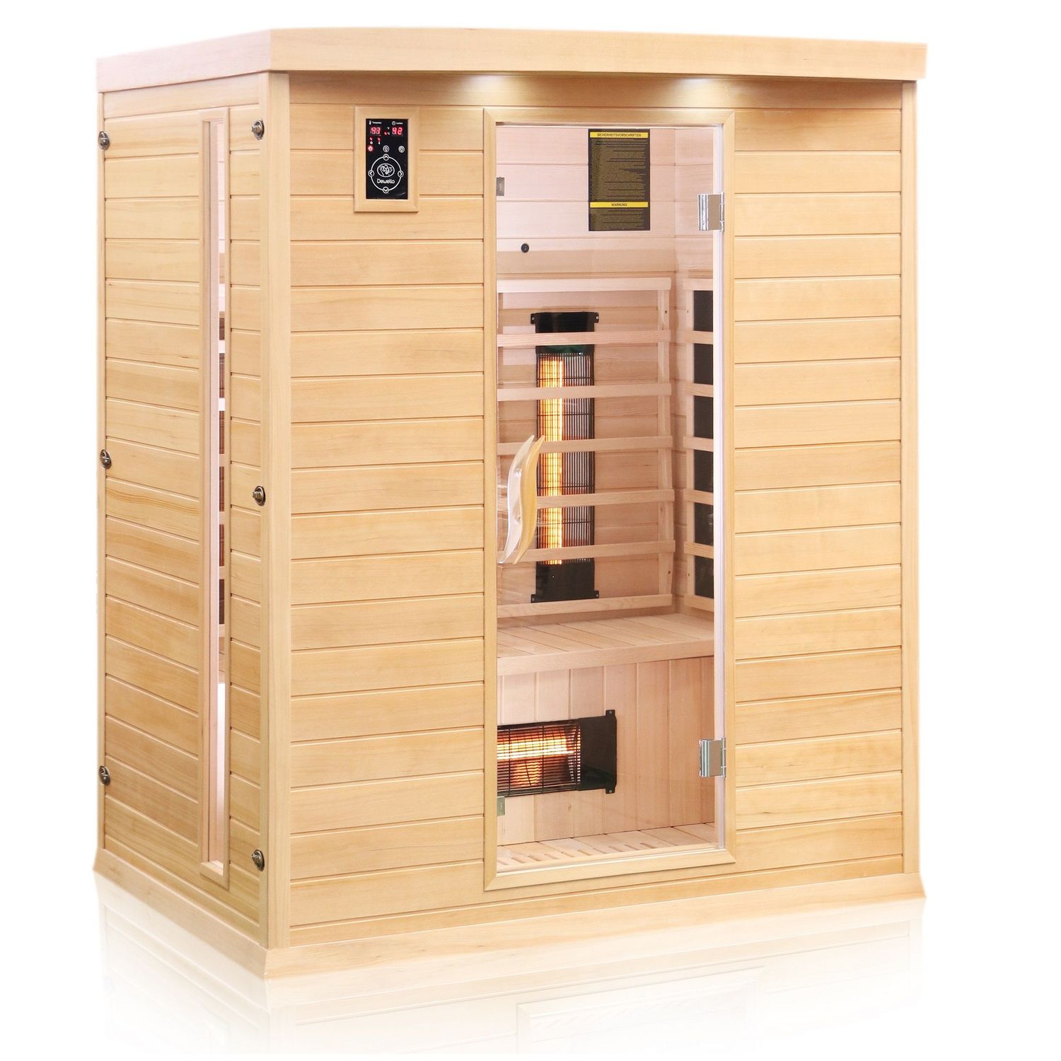 Dewello® Infrarotkabine Infrarotsauna PIERSON 160cm x 105cm inkl. 6 Vollspektrumstrahler, 3 Karbonstrahler, 3 Personen