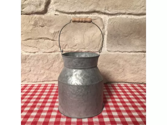 Pot à lait ancien décoratif extérieur jardin zinc gris Ø18 x 21 cm