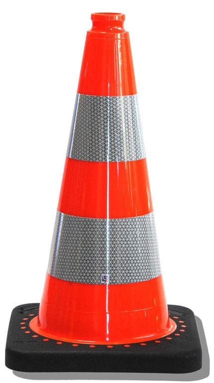 UVV FLEX oranje verkeerskegel | Stabiele pyloon > 2 kg, hoogte: 50 cm | Flexibel | Hoogwaardige kegel van PVC / RA2/C reflecterende folie
