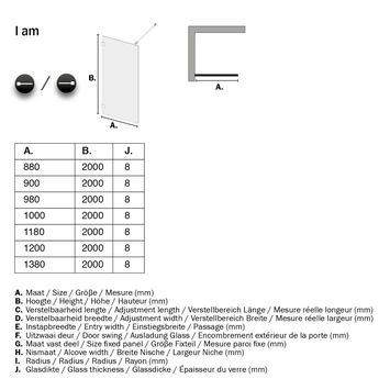 Sealskin Inloopdouche A3 I AM 100x200 cm Zwart