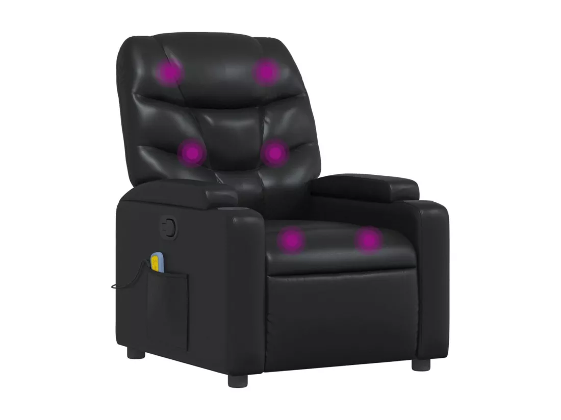 Fauteuil de massage inclinable Noir Similicuir