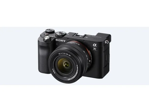 Sony a7C ILCE-7CL - Digitalkamera - spejlløst - 24.2 MP - Full Frame - 4K / 30 fps - 2.1x optisk zoom 28 - 60 mm objektiv - Wireless LAN, NFC, Bluetooth - sort
