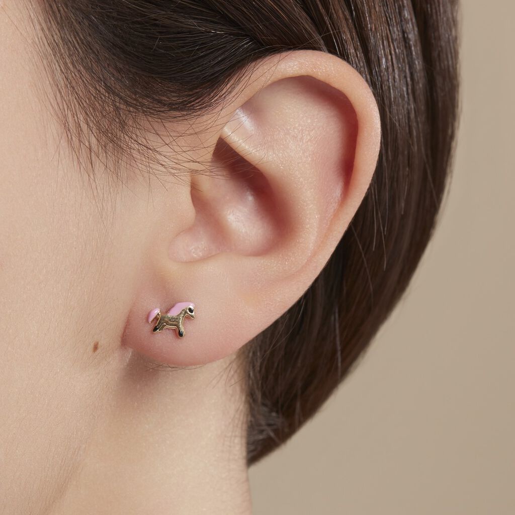 Boucles D'oreilles Puces Heldea Cheval Or Jaune
