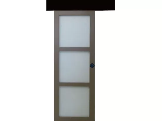 Porte Coulissante Marron Ral7006 Vitrée H204 X L83 + Rail Alu Bandeau Noir Et 2 Coquilles Noir Gd Menuiseries