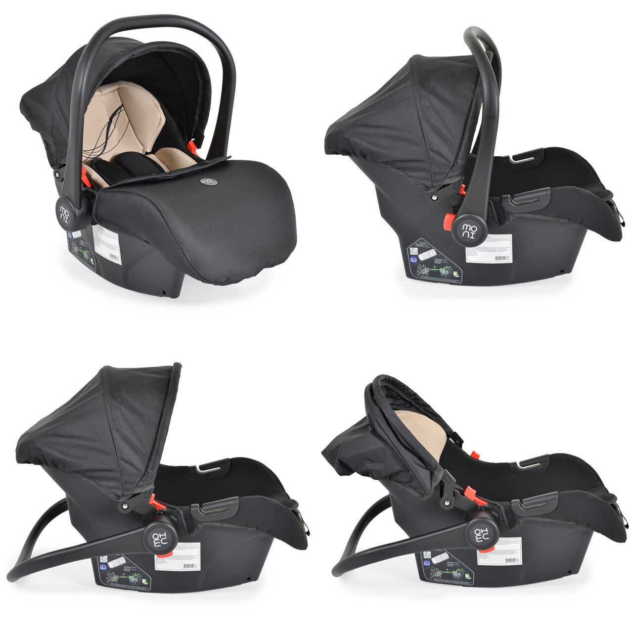 Moni Babyschale i-Size Multi (40 - 87cm) Gruppe 0+ Fußabdeckung Kopfstütze Gurt beige