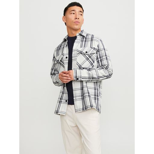 Jack&Jones Roy Spring Check Overshirt, Cloud Dancer, M