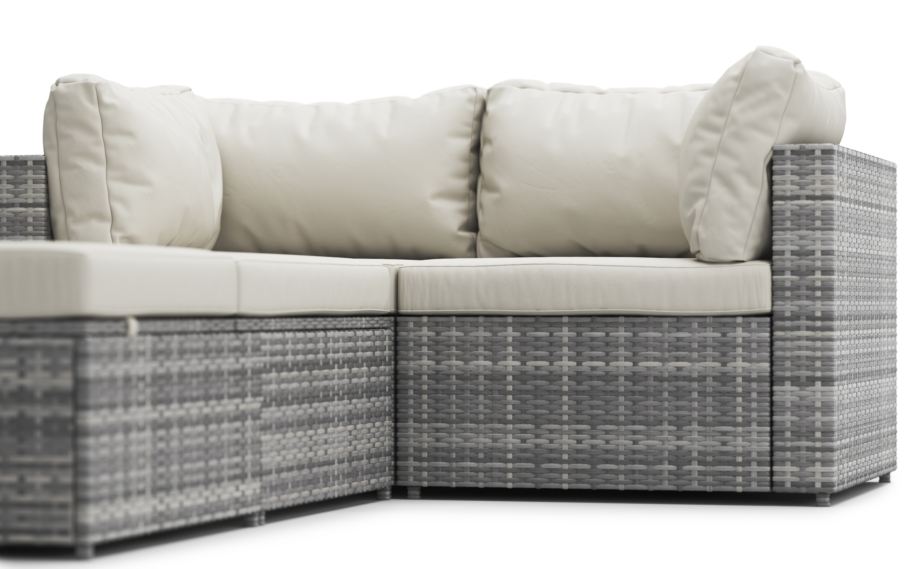 Rattanlounge CHARLIE grau/weiss