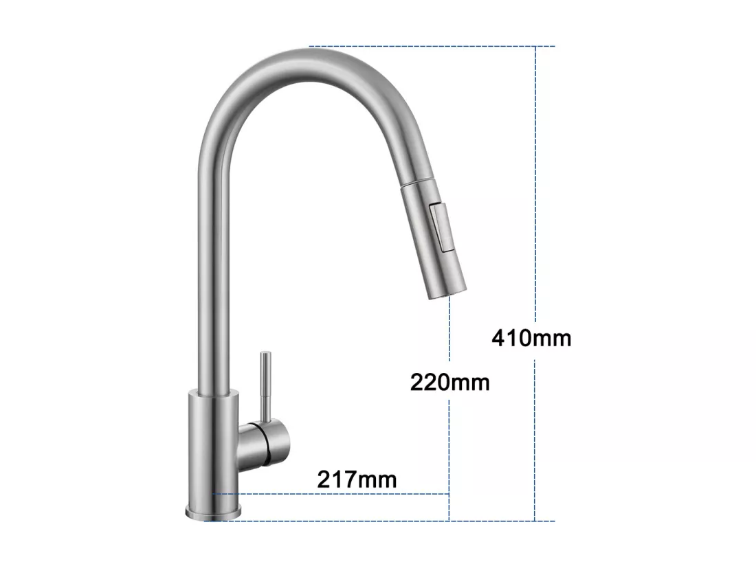 Mitigeur de Cuisine avec Douchette Extensible Rotatif à 360° 2 Modes de Pulvérisation Chaude/Froide Robinetterie Évier Acier Inoxydable-Brossé