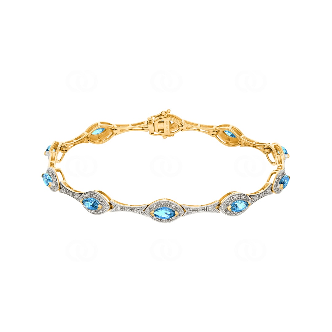 Armband 750/18 K Gelbgold mit Diamanten 0.11 ct H/si & Blautopasen