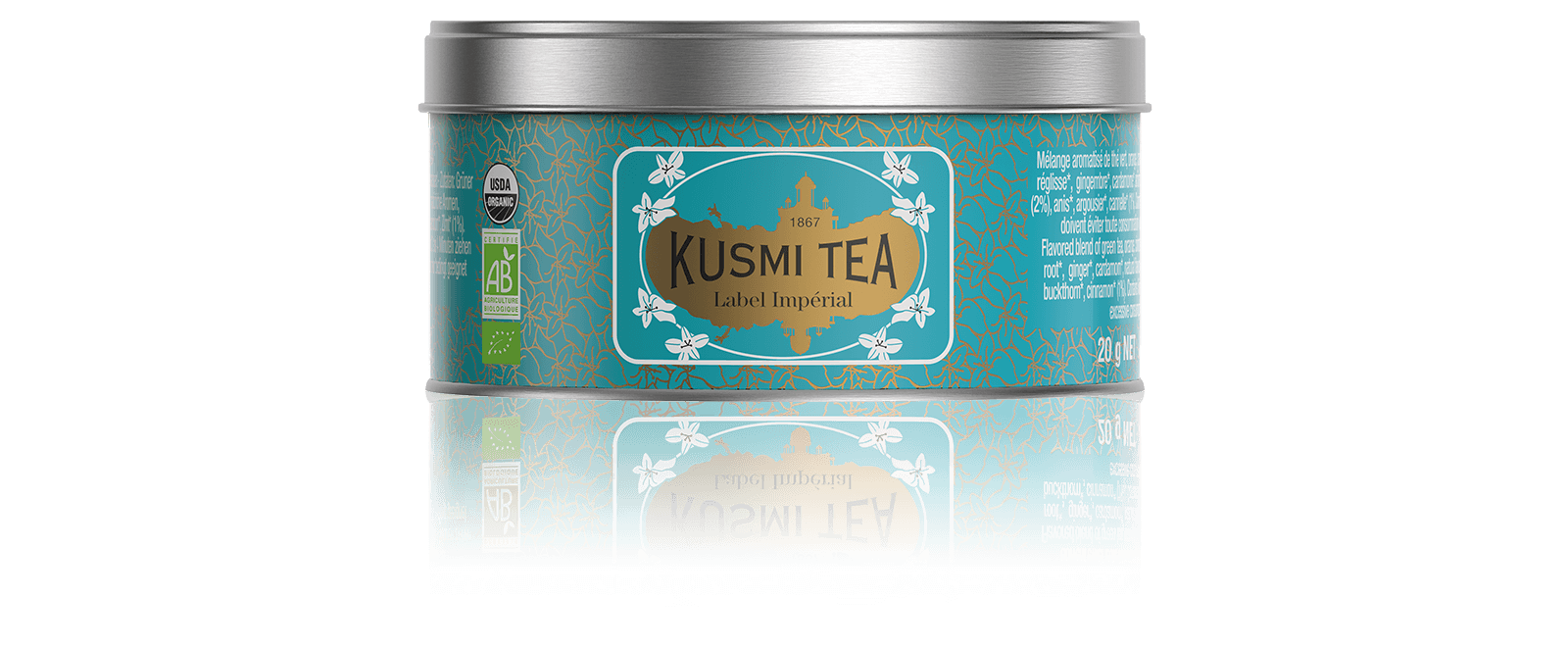 Label Imperial-Thé vert bio, épices, cannelle Boîte 20 g