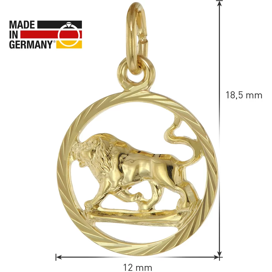 trendor Kinder Sternzeichen Löwe 333 Gold + goldplattierte Kette gold