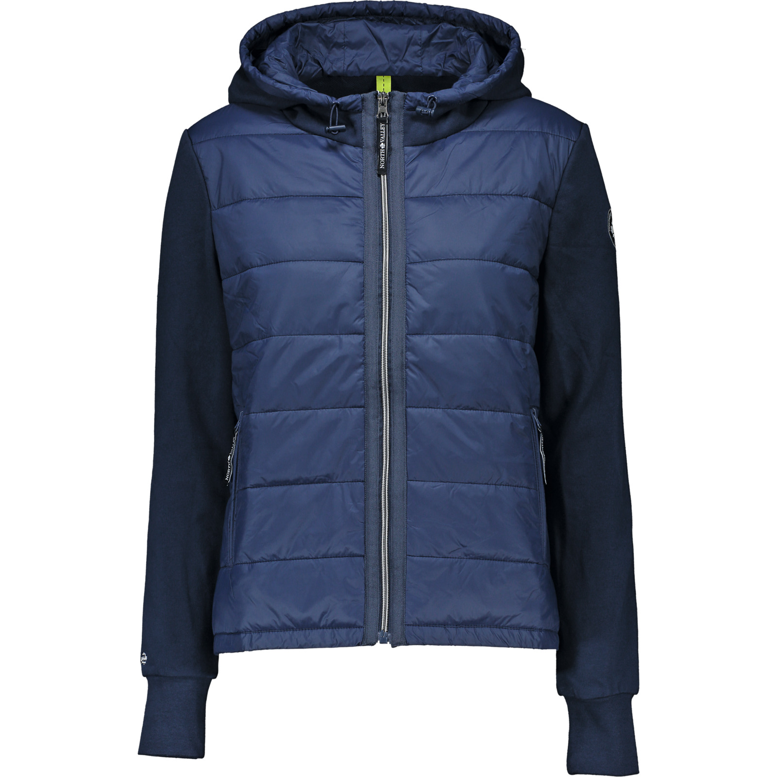 North Valley Damen-Hybridjacke mit Kapuze XL, dunkelblau