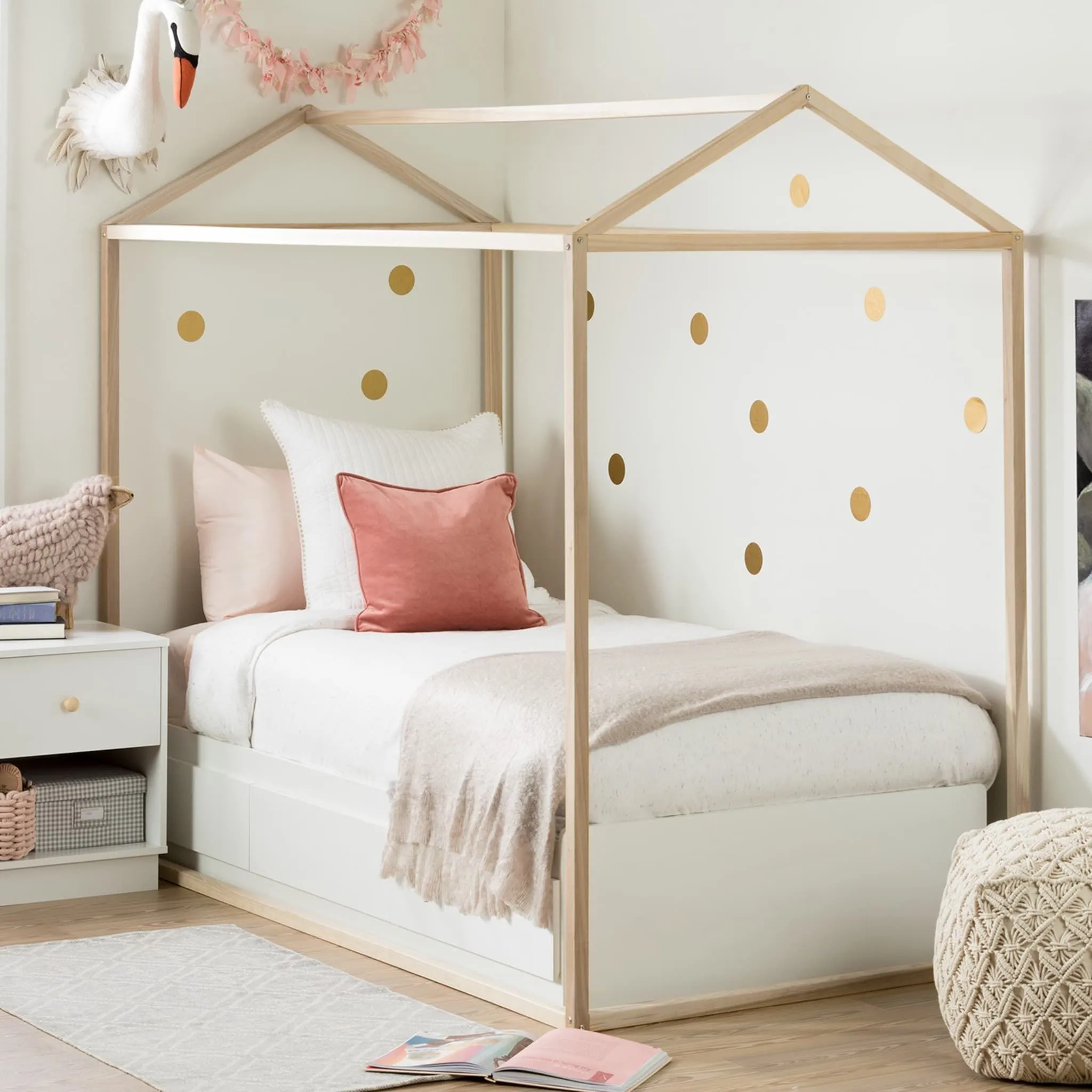 South Shore Lit Maison Lit Simple Sweedi - Bois Naturel
