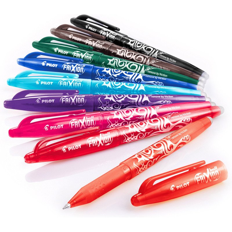 Stylo roller Pilot FriXion Ball effaçable à capuchon pointe 0,7 mm - Pochette de 15