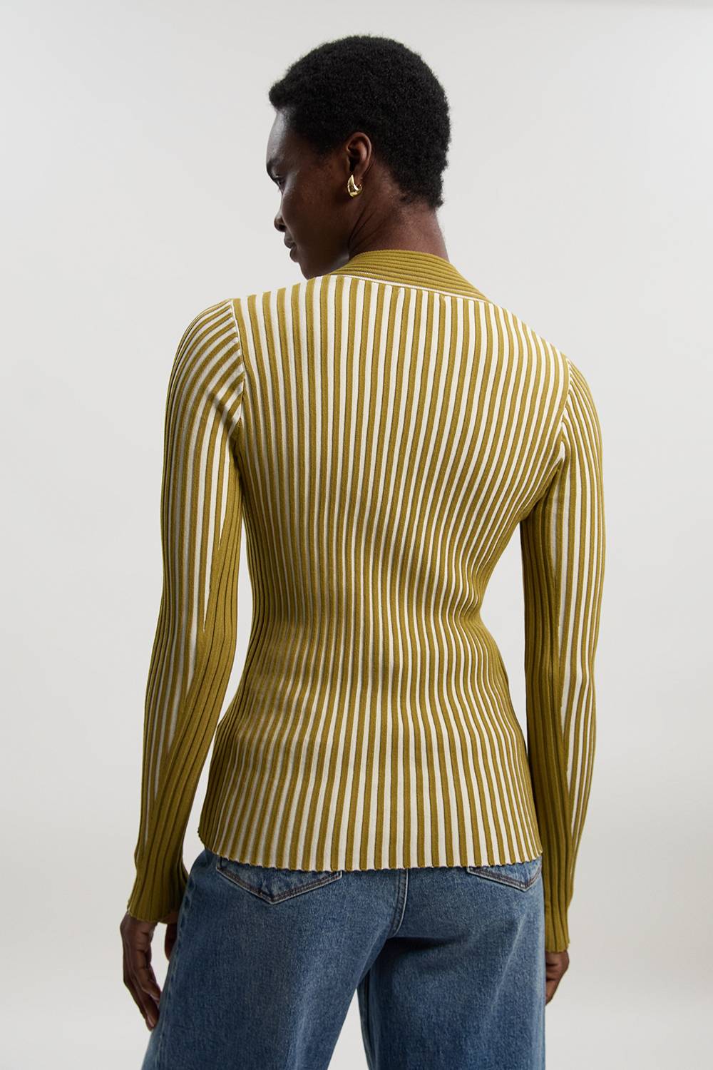 KarenMillen Haut tricoté ajusté à manches longues à rayures