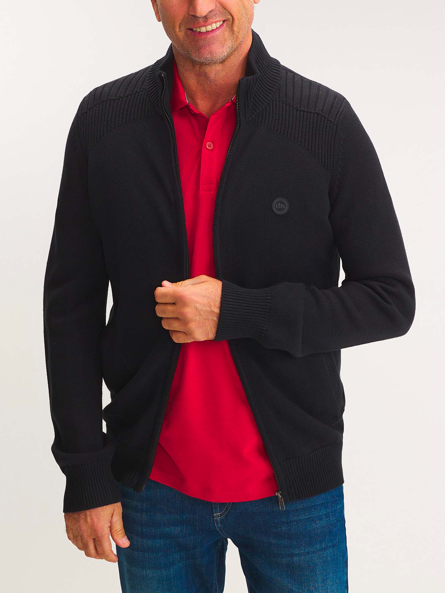 Gilet Homme Zippée Maille Noir