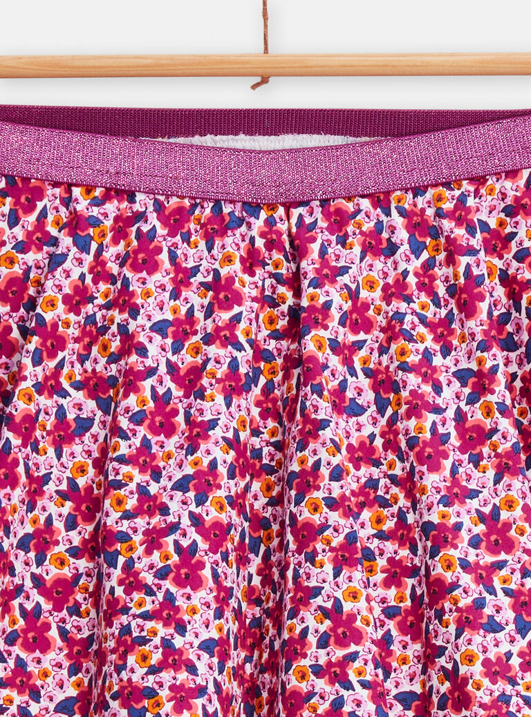 Jupe courte évasée à imprimé fleuri pour fille