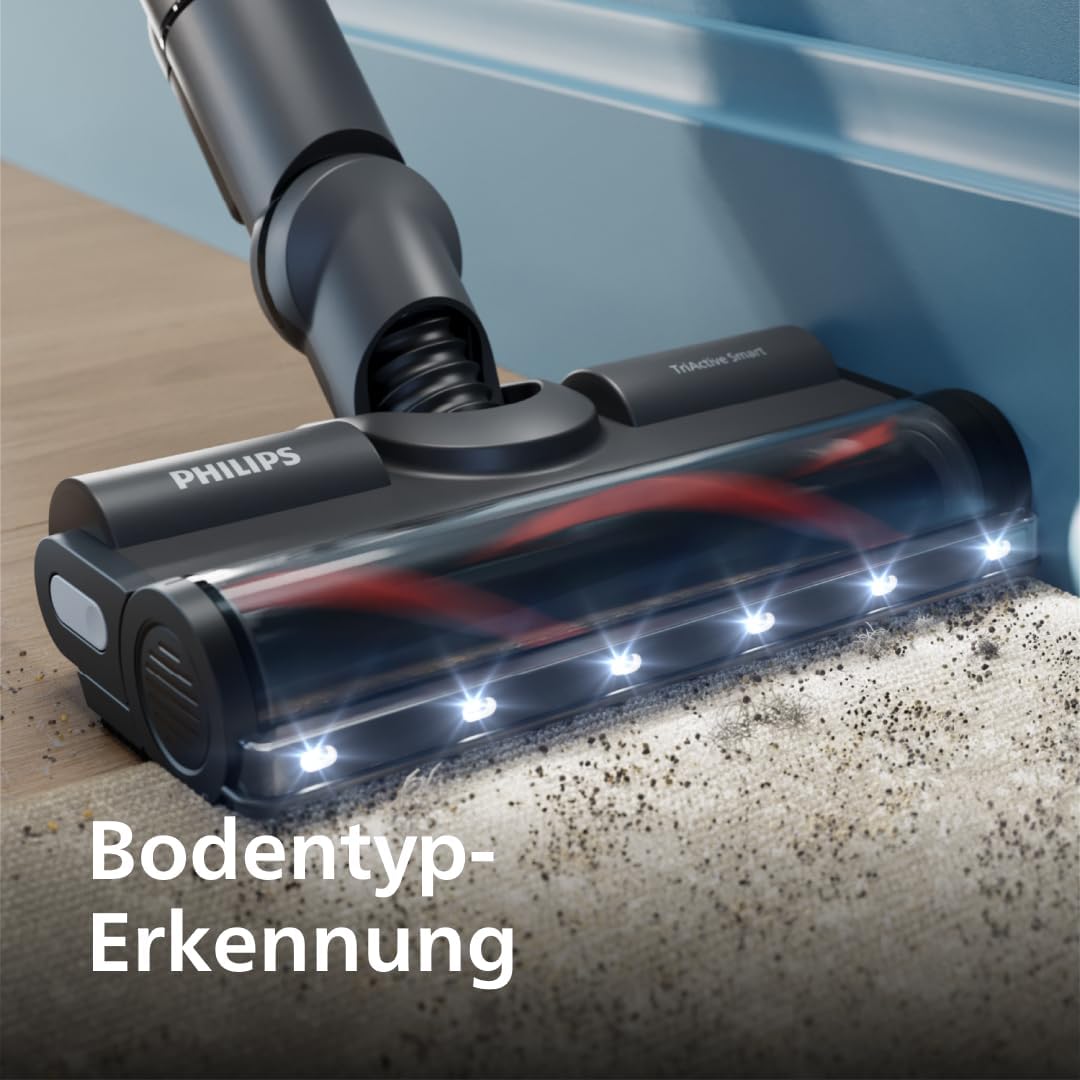 Philips Kabelloser Staubsauger der 8000er Serie für Haustiere, Hervorragende Saugleistung, Display, Düsen mit LED-Licht, Tierhaardüse, Aqua-Düse, Anti-Allergie-Filterung (XC8055/01)