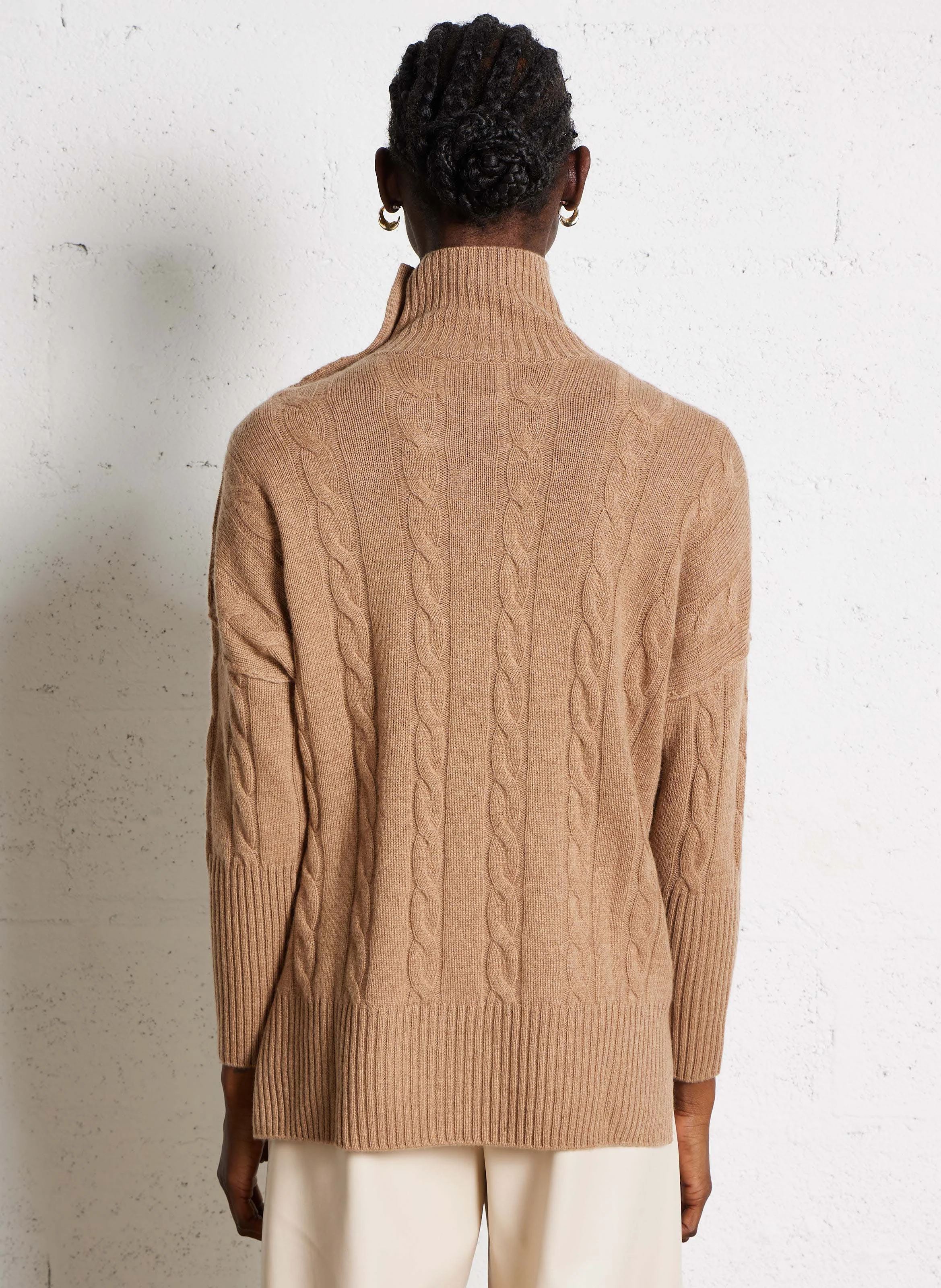 INKO - Pull ample col montant en cachemire | Marron