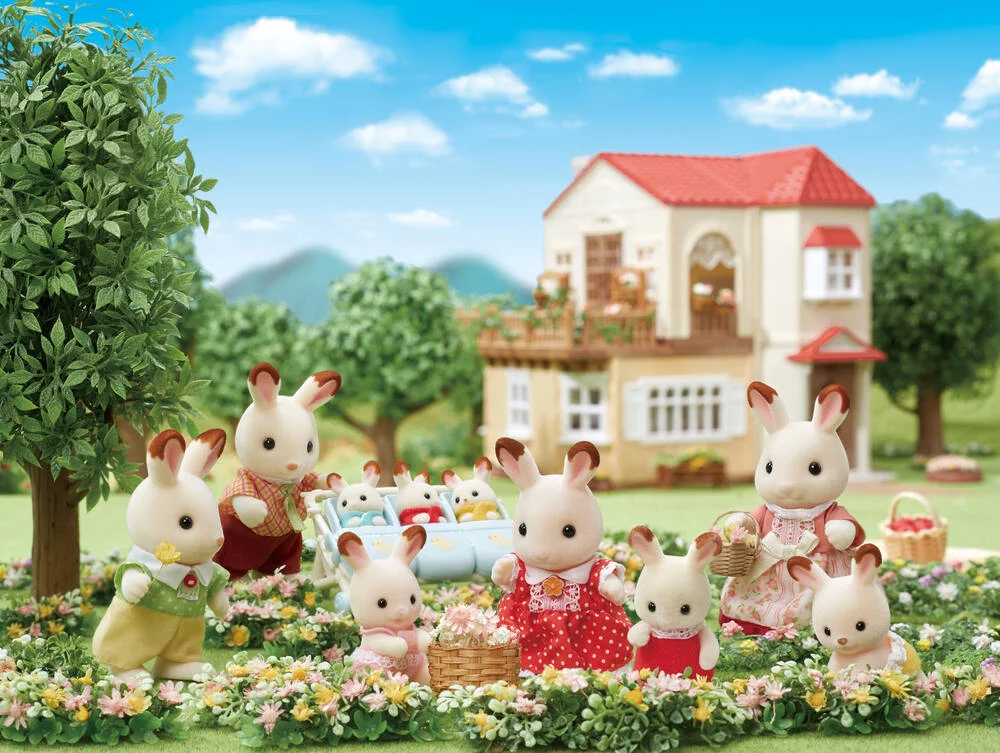 LA FAMILLE LAPIN CHOCOLAT  -SYLVANIAN FAMILLES